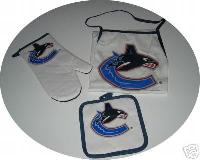Vancouver Canucks 3pc BBQ Tailgate Set Apron Mitt Gift