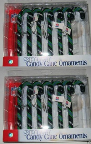 2 Sets Seattle Seahawks Candy Cane Christmas Ornaments Gift