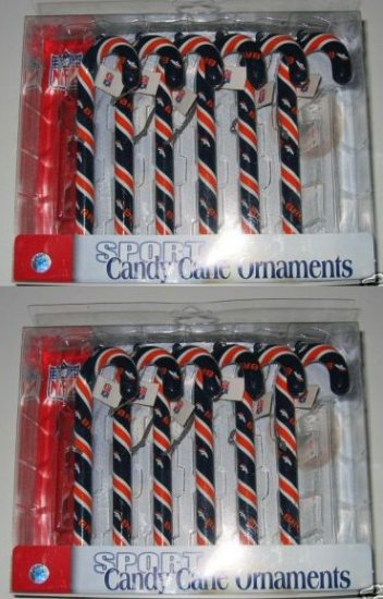 2 Sets Denver Broncos Candy Cane Christmas Ornaments Gift