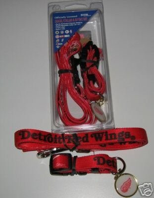 Detroit Red Wings Pet Dog Leash Set Collar ID Tag Gift Size Small