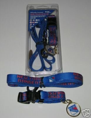 New York Rangers Pet Dog Leash Set Collar ID Tag Small