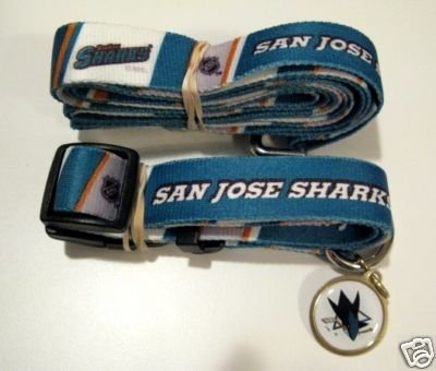 San Jose Sharks Pet Dog Leash Set Collar ID Tag Small