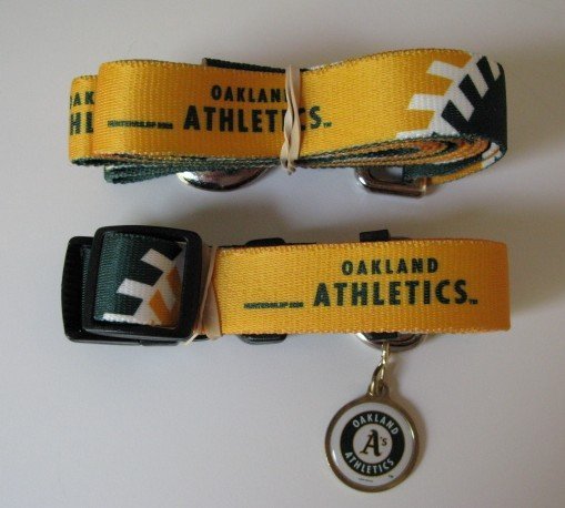 Oakland A's Athletics Pet Dog Leash Set Collar ID Tag Small