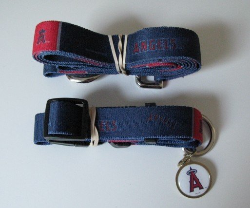 Los Angeles Angels Pet Dog Leash Set Collar ID Tag Gift Size Medium