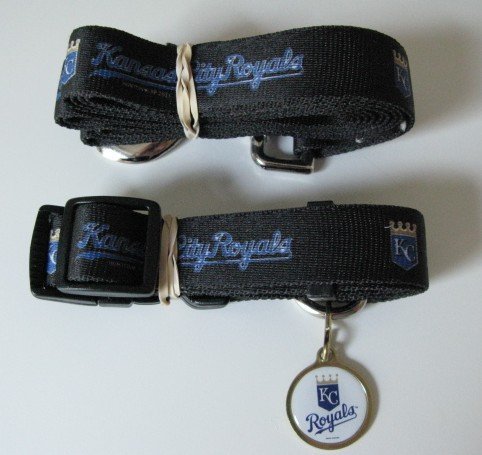 Kansas City Royals Pet Dog Leash Set Collar ID Tag Gift Size Large