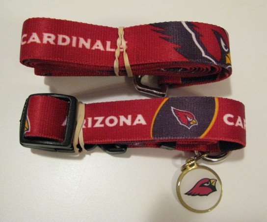 Arizona Cardinals Pet Dog Leash Set Collar ID Tag Gift Size Small