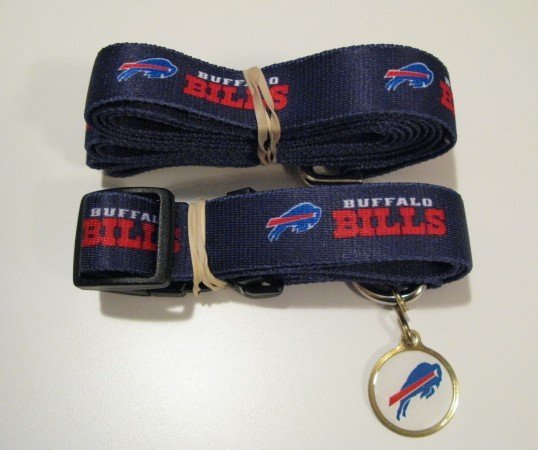 Buffalo Bills Pet Set Dog Leash Collar ID Tag Small
