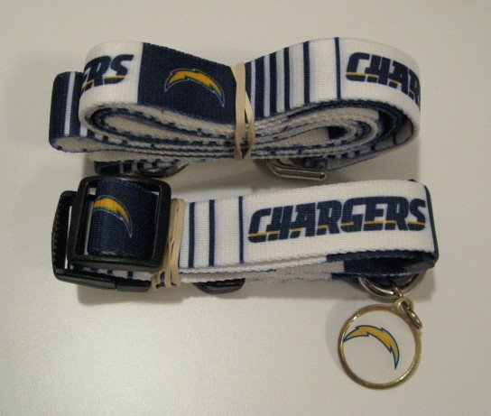 San Diego Chargers Pet Dog Leash Set Collar ID Tag Small