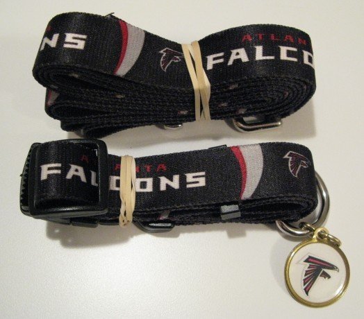 Atlanta Falcons Pet Dog Leash Set Collar ID Tag Gift Size Medium