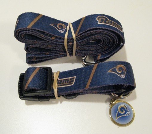 St. Louis Rams Pet Dog Leash Set Collar ID Tag Gift Size Large