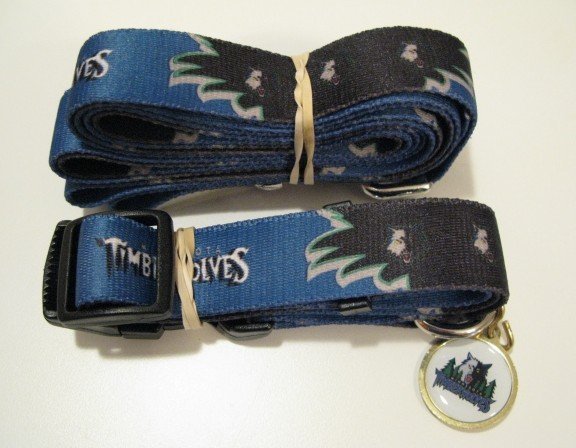 Minnesota Timberwolves Pet Dog Leash Set Collar ID Tag Gift Size Small