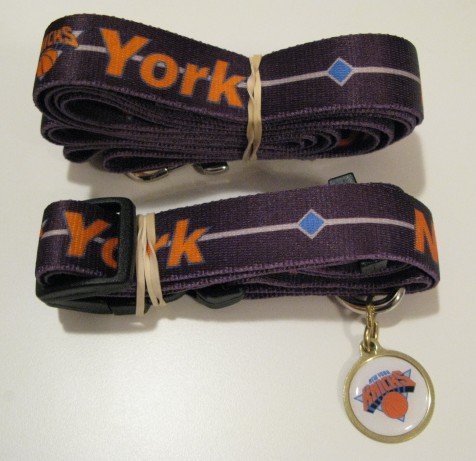New York Knicks Pet Dog Leash Set Collar ID Tag Gift Size Small