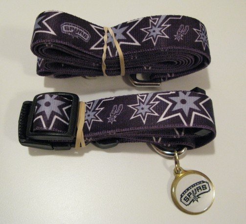 San Antonio Spurs Pet Dog Leash Set Collar ID Tag Gift Size Small