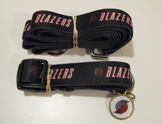 Portland Trail Blazers Pet Dog Leash Set Collar ID Tag Gift Size Medium