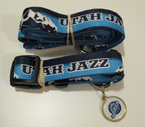 Utah Jazz Pet Dog Leash Set Collar ID Tag Gift Size Medium