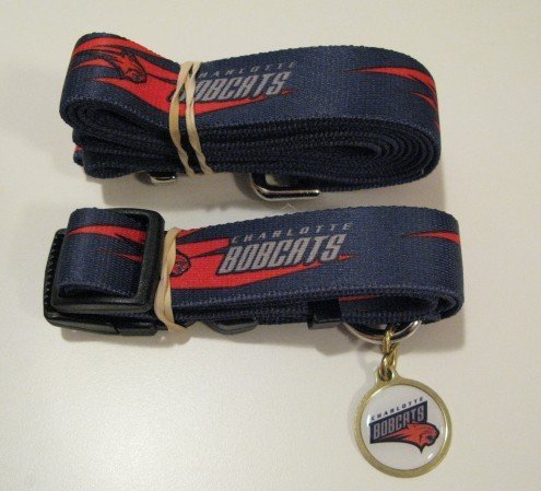 Charlotte Bobcats Pet Dog Leash Set Collar ID Tag Gift Size Large