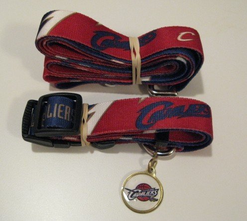 Cleveland Cavaliers Pet Dog Leash Set Collar ID Tag Gift Size Large