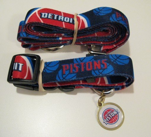 Detroit Pistons Pet Dog Leash Set Collar ID Tag Gift Size Large