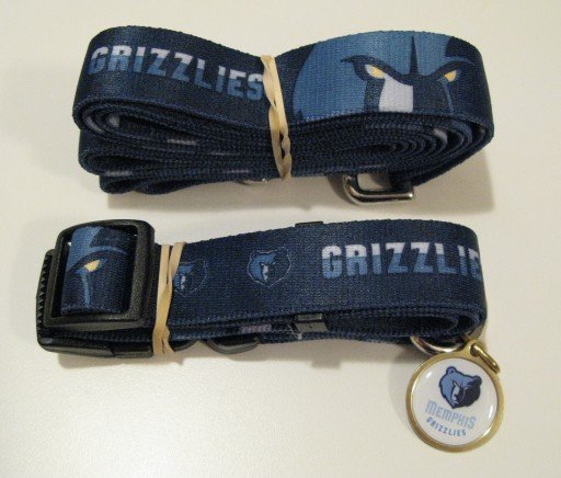 Memphis Grizzlies Pet Dog Leash Set Collar ID Tag Gift Size Large