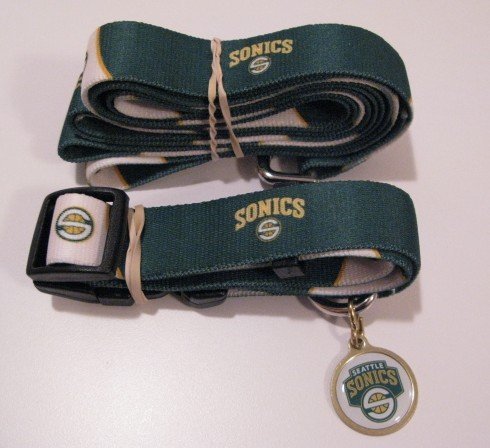 Seattle Supersonics Pet Dog Leash Set Collar ID Tag Gift Size Large