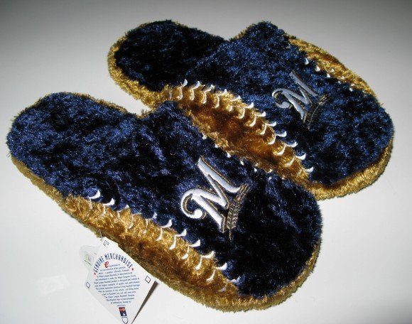 Milwaukee Brewers Ball Slide Slippers Gift Large