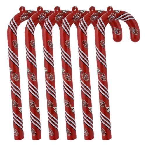 San Francisco 49ers Candy Cane Christmas Tree Ornament Set Gift