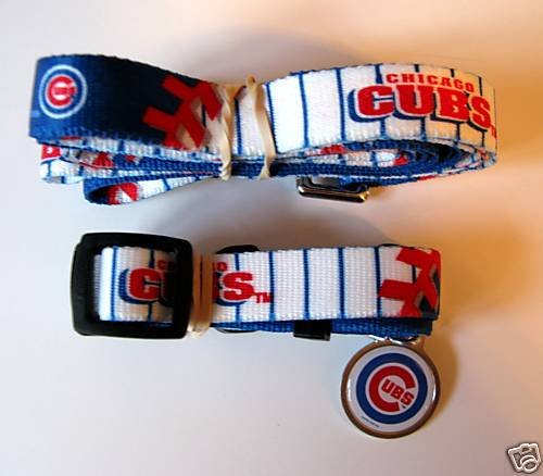 Chicago Cubs Pet Dog Leash Set Collar ID Tag Small