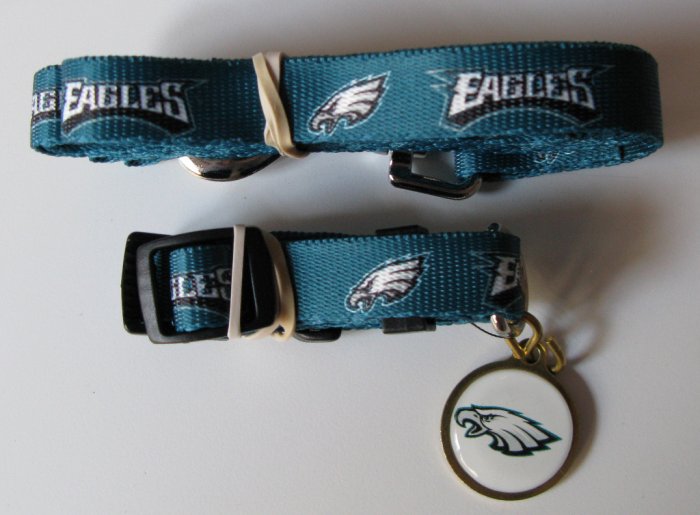 Philadelphia Eagles Pet Dog Leash Set Collar ID Tag Medium