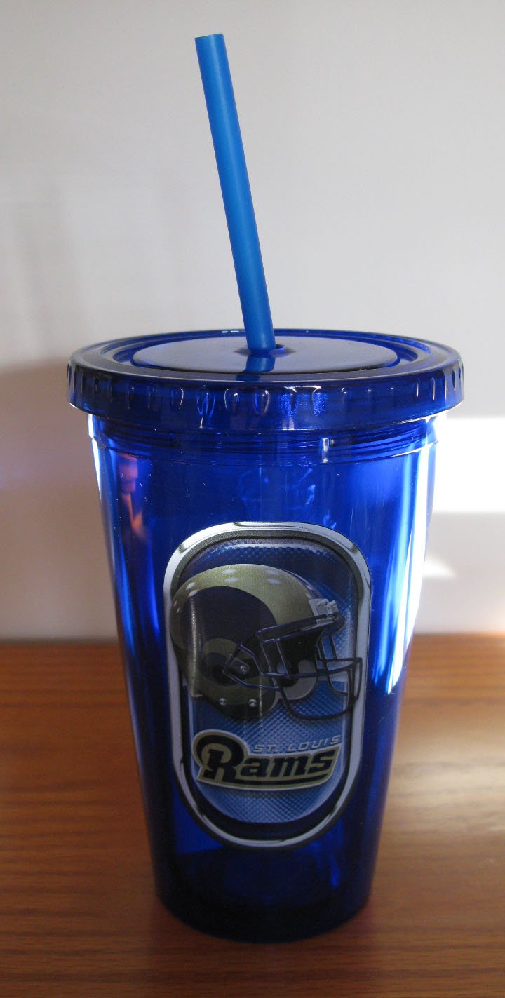 St. Louis Rams 16oz Blue Travel Cup Tumbler w/Straw No Spill Lid NO BPA