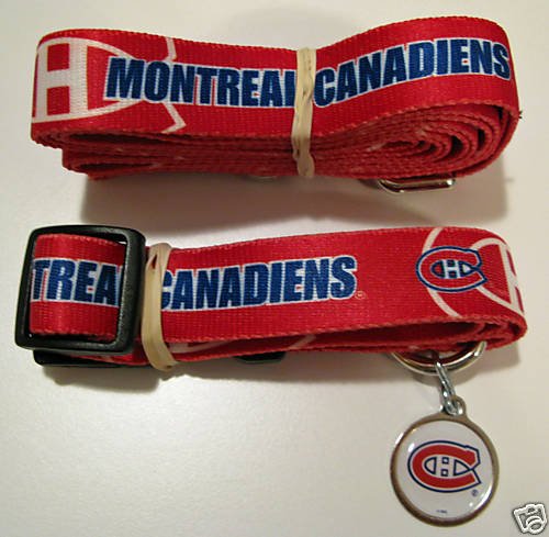 Montreal Canadiens Pet Dog Leash Set Collar ID Tag Gift Size Small