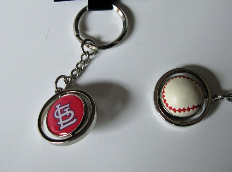 St. Louis Cardinals Rubber Baseball Spinner Keychain Key Ring