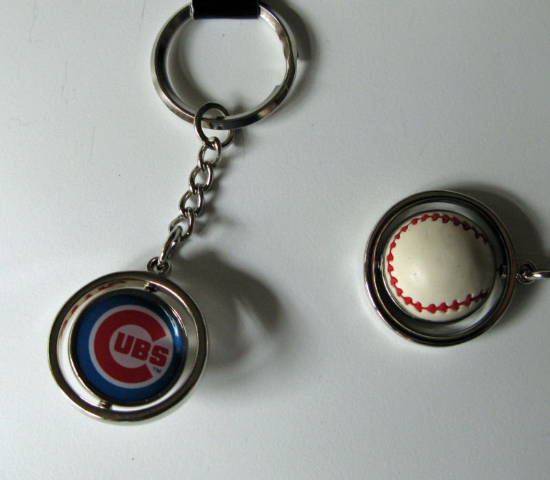 Chicago Cubs Rubber Baseball Spinner Keychain Key Ring