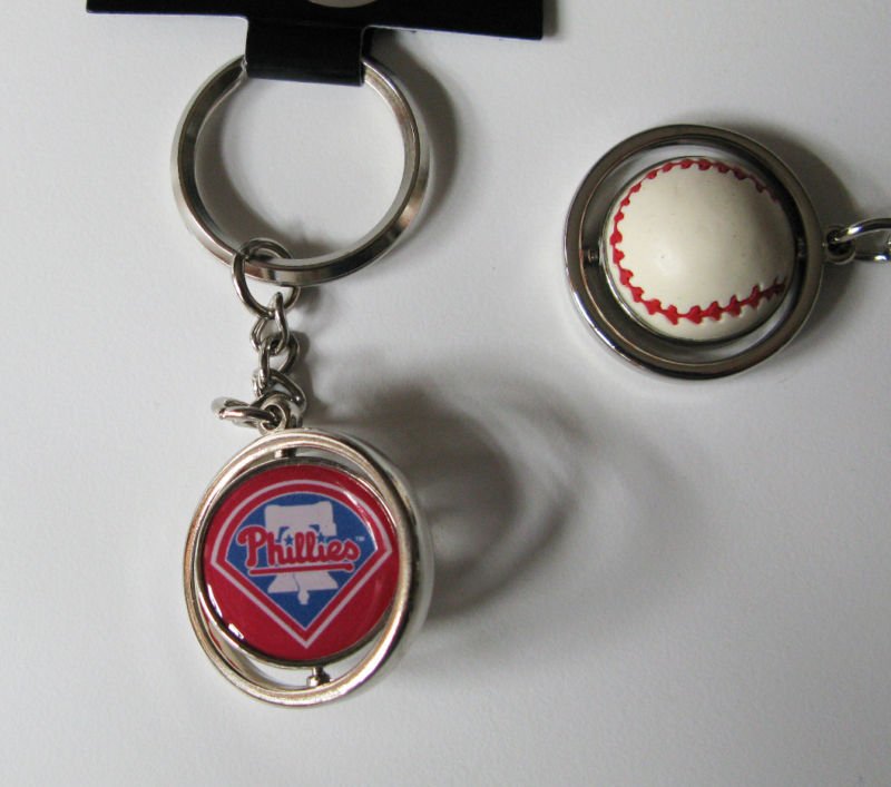 Philadelphia Phillies Rubber Baseball Spinner Keychain Key Ring