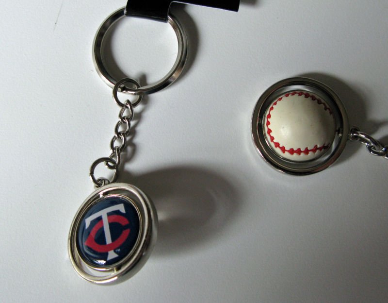 Minnesota Twins Rubber Baseball Spinner Keychain Key Ring