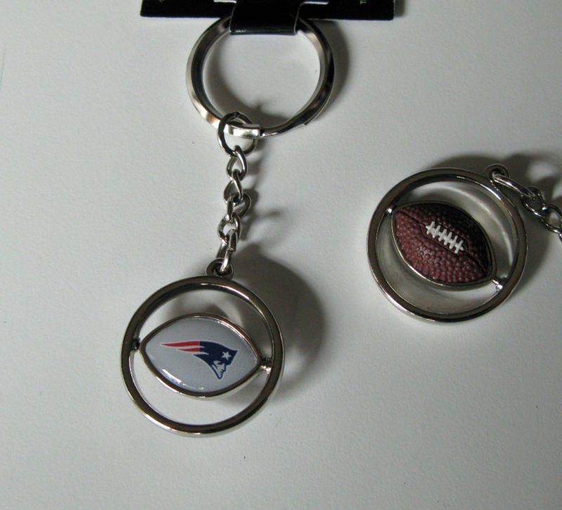New England Patriots Rubber Football Spinner Keychain Key Ring