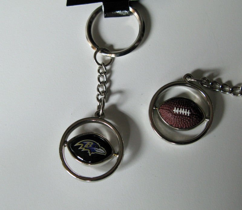 Baltimore Ravens Rubber Football Spinner Keychain Key Ring