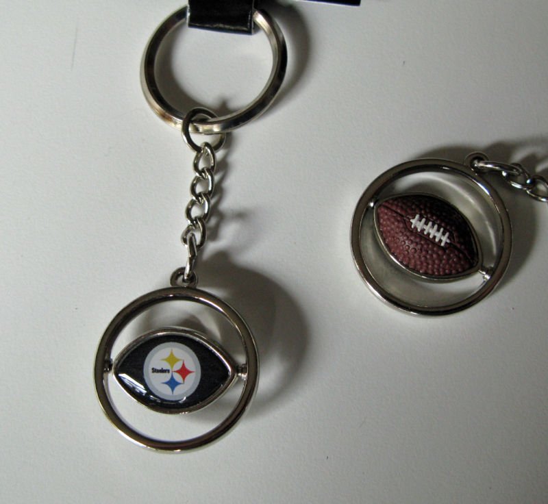 Pittsburgh Steelers Rubber Football Spinner Keychain Key Ring