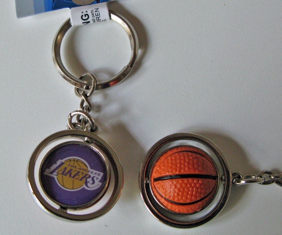 Los Angeles Lakers Rubber Basketball Spinner Keychain Key Ring