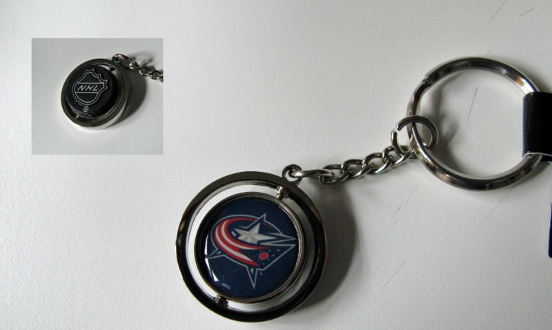 Columbus Blue Jackets Rubber Puck Spinner Keychain Key Ring