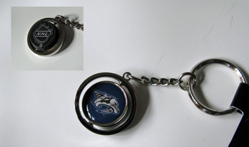 Nashville Predators Rubber Puck Spinner Keychain Key Ring