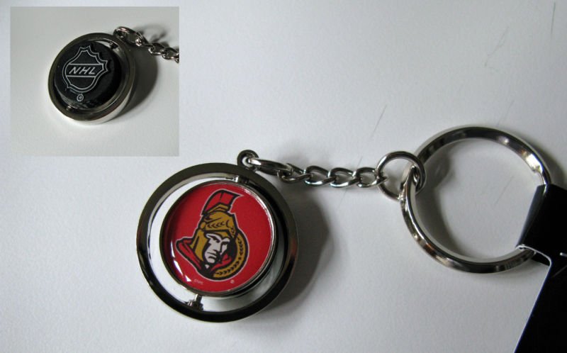 Ottawa Senators Rubber Puck Spinner Keychain Key Ring