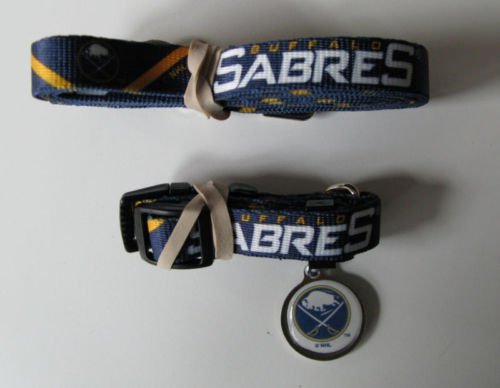 Buffalo Sabres Pet Dog Leash Set Collar ID Tag Medium