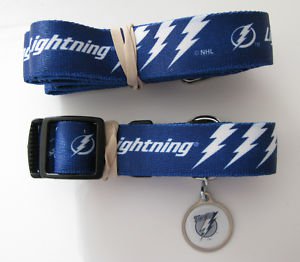 Tampa Bay Lightning Pet Dog Leash Set Collar ID Tag Large