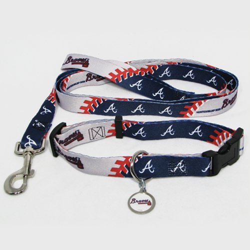 Atlanta Braves Pet Dog Leash Set Collar ID Tag Large