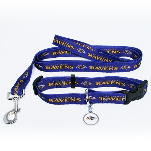 Baltimore Ravens Pet Set Dog Leash Collar ID Tag Small