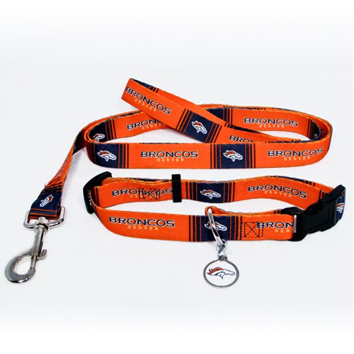 Denver Broncos Pet Dog Leash Set Collar ID Tag Small