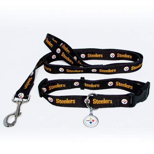 Pittsburgh Steelers Pet Dog Leash Set Collar ID Tag Small