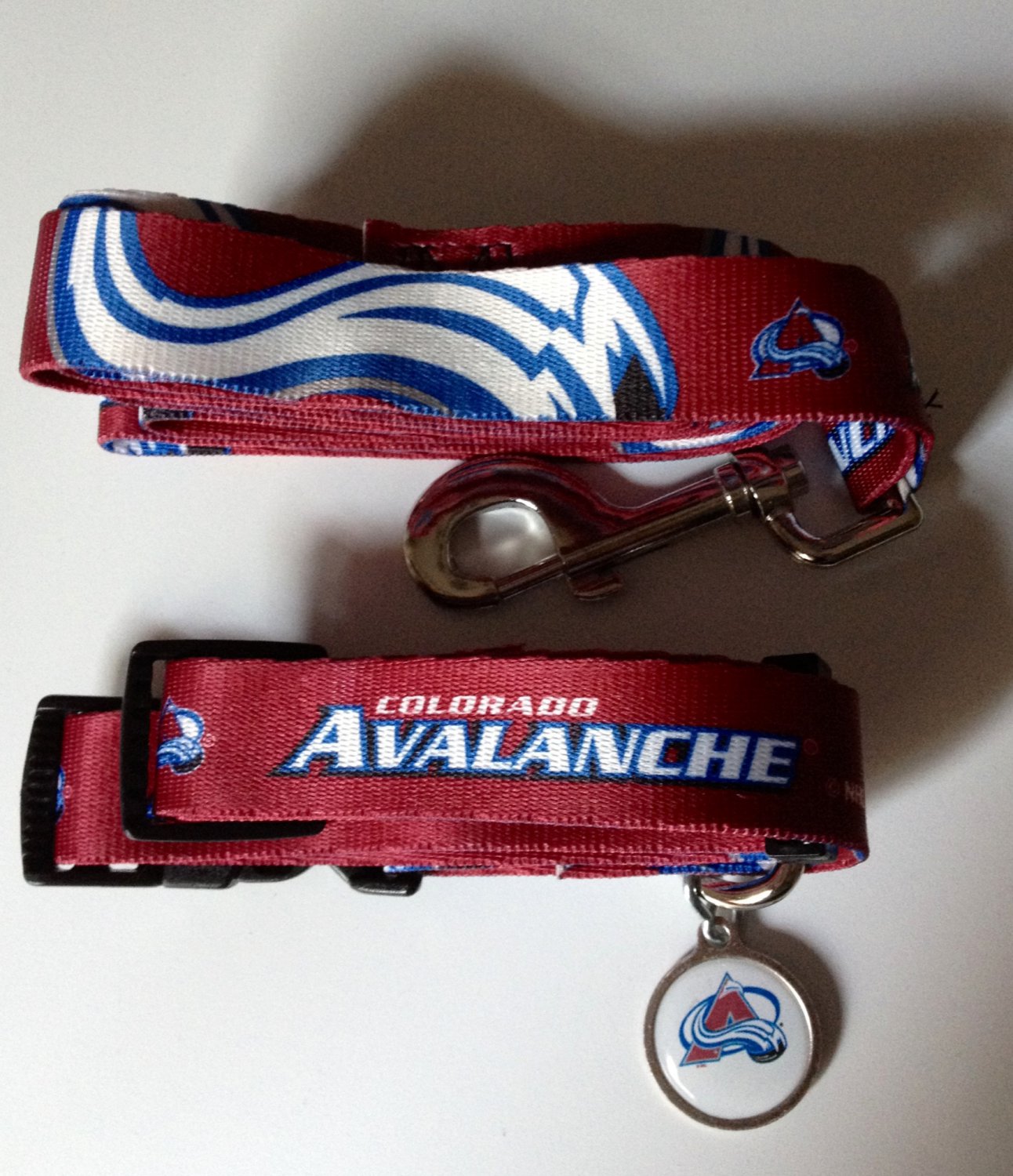 Colorado Avalanche Pet Dog Leash Set Collar ID Tag Large