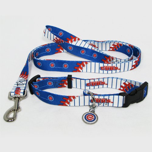 Chicago Cubs Pet Dog Leash Set Collar ID Tag Medium