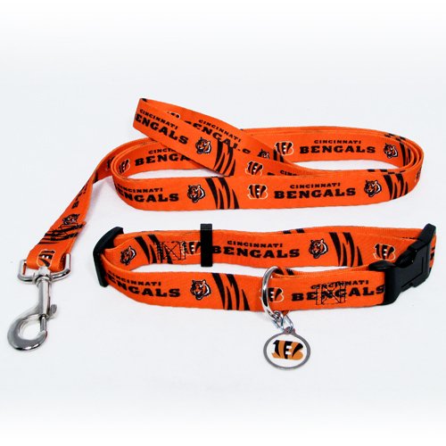 Cincinnati Bengals Pet Dog Leash Set Collar ID Tag Large
